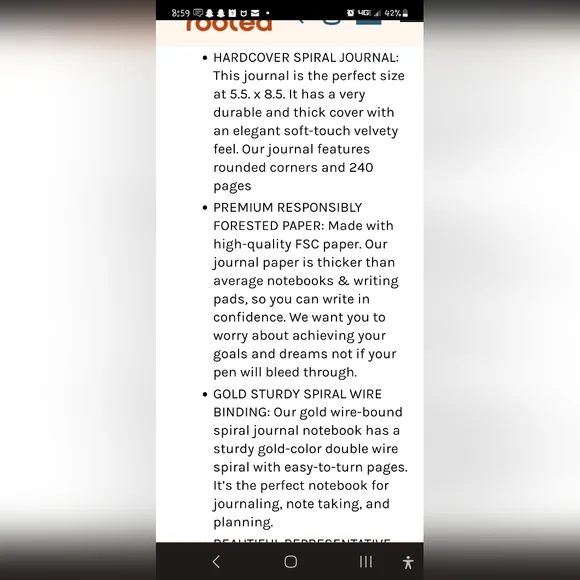 "Be Rooted" spiral journal - Picture 3 of 5